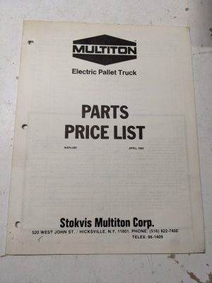 Multiton Electric Pallet Truck Parts Price List 1985 Wepl485