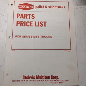 Multiton M & S Series Truck Parts Price List 1985 485Ms Dealer Sales Manual Book