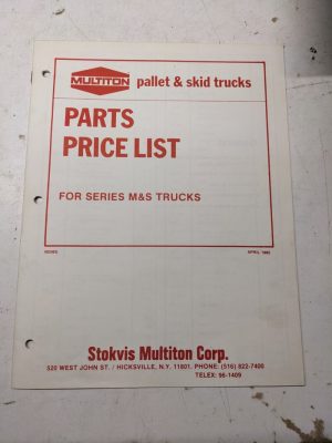Multiton M & S Series Truck Parts Price List 1985 485Ms Dealer Sales Manual Book