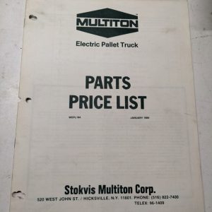 Multiton Electric Pallet Truck Parts Price List 1984 Wepl184 Dealer Sales Book