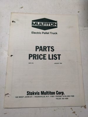 Multiton Electric Pallet Truck Parts Price List 1984 Wepl184 Dealer Sales Book
