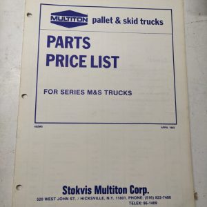Multiton M & S Series Truck Parts Price List 1982 482Ms Dealer Sales Manual Book
