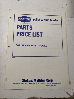 Multiton M & S Series Truck Parts Price List 1982 482Ms Dealer Sales Manual Book