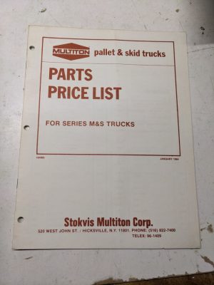Multiton M & S Series Truck Parts Price List 1984 184Ms Dealer Sales Manual Book