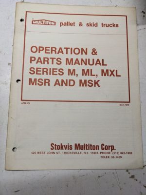 Multiton Operation Parts List Book Manual Series M Ml Mxl Msr Msk 1979 Apm 579