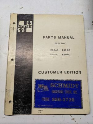 Hyster Service/Repair Parts List Book Manual E30Ac E40Ac E50Ac E60Ac 1979 599457