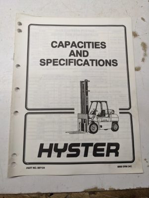 Hyster Service Manual Fork Lift Repair Capacities & Specifications 897124 1995
