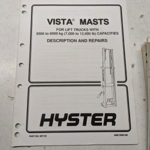 Hyster Service Manual Vista Mast Repairs 897122 1993 070-120 Fork Lift Shop Book