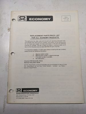 Economy Replacement Parts Price List All Products 1984 Sales Catalog Brochure