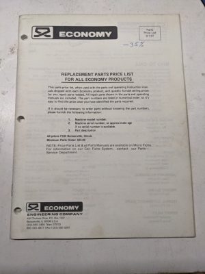 Economy Replacement Parts Price List All Products 1987 Sales Catalog Brochure