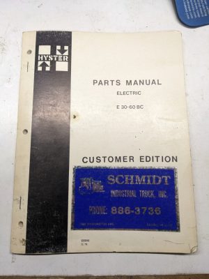 Hyster Parts List Book Manual Electric E30Bc E40Bc E50Bc E60Bc 1979 Fork Lift