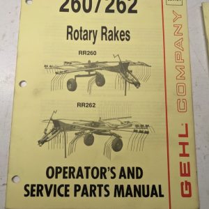 Gehl Operators Manual Maintenance Service Farm Shop Book Rr 260 262 Rotary Rake