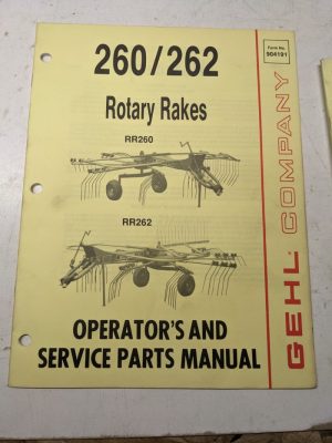 Gehl Operators Manual Maintenance Service Farm Shop Book Rr 260 262 Rotary Rake
