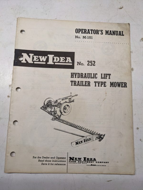 New Idea Opearator'S Manual Repair Parts List Book 252 Mower Trailer ...
