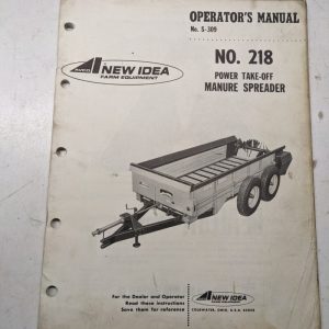 New Idea Opearator'S Manual Repair Parts List Book 218 Manure Spreader 1971