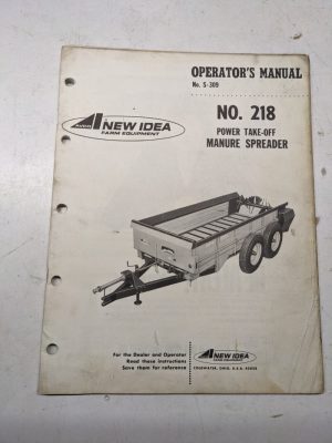 New Idea Opearator'S Manual Repair Parts List Book 218 Manure Spreader 1971