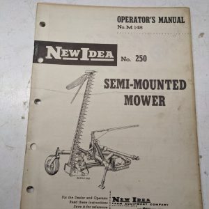 New Idea Opearator'S Manual Repair Parts List Book 250 Mounted Mower 1958