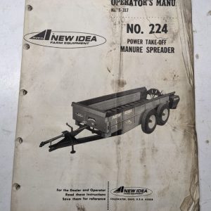 New Idea Opearator'S Manual Repair Parts List Book 224 Manure Spreader 1974
