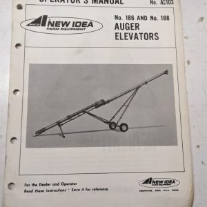 New Idea Opearator'S Manual Repair Parts List Book 186 188 Auger Elevator