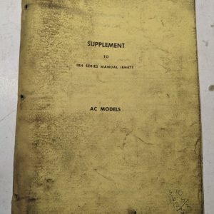 Big Joe Supplement Manual To Ibh Series Ibh471 Ac Models Ibh0875Sup