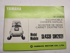Yamaha Oem Owners Manual Maintenance Sl433F Sm292F Snowmobile 861-28199-70 1973