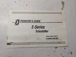 Cascade Operator'S Guide E-Series Sideshifter #205124 Forklift Attachment 1992
