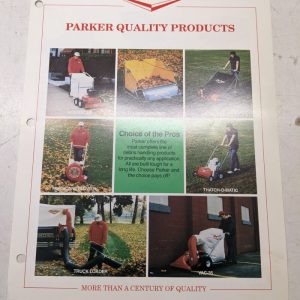 Parker Quality Products Sales Brochure Pamphlet Lawn Equipment Sweeper Thatch