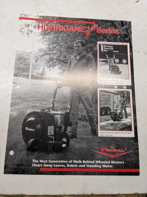 Hurricane Plus Series Blower Sales Brochure Single Page Parker Lawn Equipment
