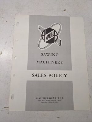 Marvel Sawing Machinery Sales Policy Brochure Dealer Book