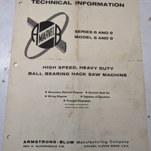 Marvel Series Model 6 9 Hack Saw Machine Techinical Information Wiring Diagram