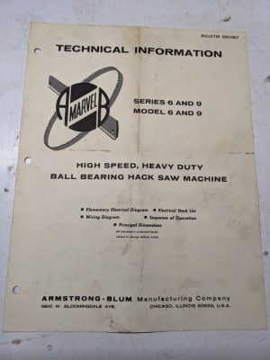 Marvel Series Model 6 9 Hack Saw Machine Techinical Information Wiring Diagram