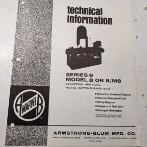 Marvel Series Model 8 M8 Band Saw Machine Techinical Information Wiring Diagram