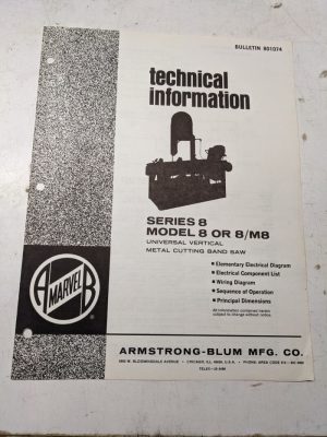 Marvel Series Model 8 M8 Band Saw Machine Techinical Information Wiring Diagram