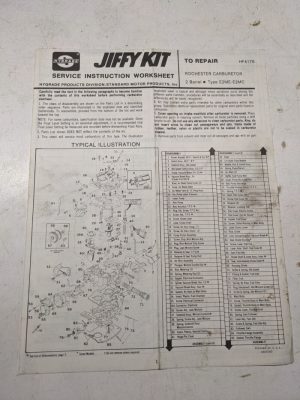 Jiffy Kit Service Instruction Carburetor Part View Rochester E2Me-E2Mc