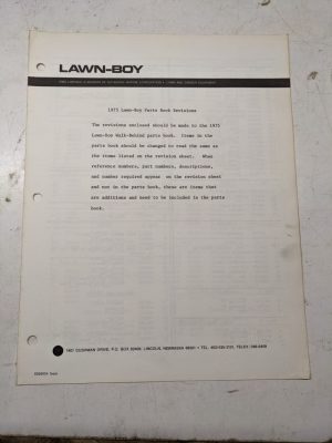 Lawn Boy Parts Book Revisions To 1975 Walk Behind Parts Book Supplement Manual
