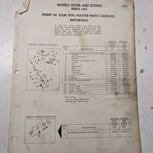 Lawn Boy Parts List For 8229A 8229Ea Mid Year 1970 Single Page Manual Insert