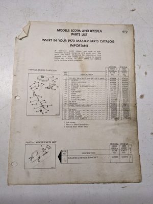 Lawn Boy Parts List For 8229A 8229Ea Mid Year 1970 Single Page Manual Insert