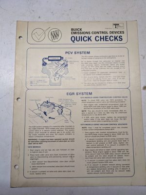 Buick Quick Checks Emissions Control Devices Ttw7309 1965-1973 Trifold Shop Ref