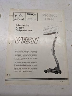 Fabtek Product Brief Sales Brochure V18N Aerial Platform 1982 Specifications