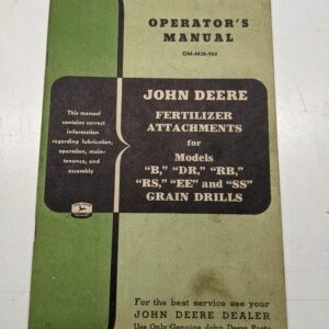 John Deere Operators Manual V Dr Rb Rs Ee Ss Grain Drill Fertilizer Om-M38-954