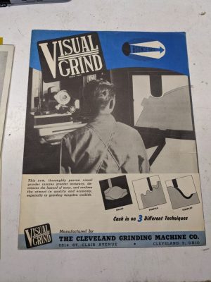 Cleveland Grinding Machine Visual Grind Sales Brochure 1950 Vintage Trifold