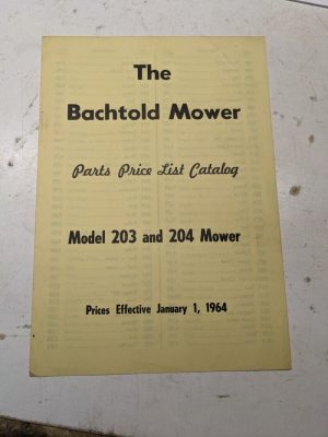 Bachtold Mower Parts Price List Catalog Model 203 204 Lawn Care 1964