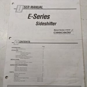 Cascade Forklift Attachment User Manual E-Series Sideshifter 218197
