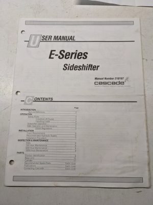 Cascade Forklift Attachment User Manual E-Series Sideshifter 218197
