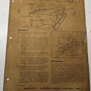 Simplicity 42” Rotary Mower Landlord Model 725 Tractors 407 Owner &Parts Manual