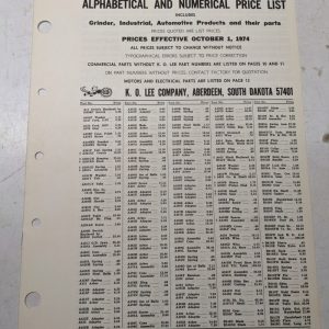 K O Lee Products Alphabetical Price List Book Sales Brochure Catalog 1974