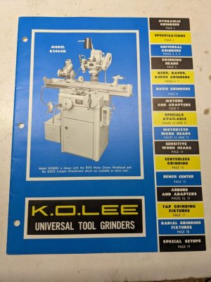 K O Lee Grinder Product Book Sales Brochure Catalog 1974 Machine Manual