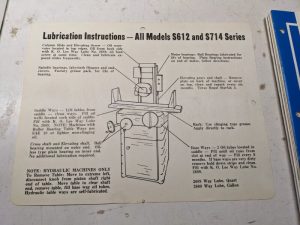 K O Lee Grinder S612 S714 Series Lubrication Instructions Floor Plan Dimensions