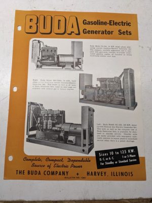 Buda Gasoline Electric Generator Sets Specifications Sales Catalog 1948 10-125Kw