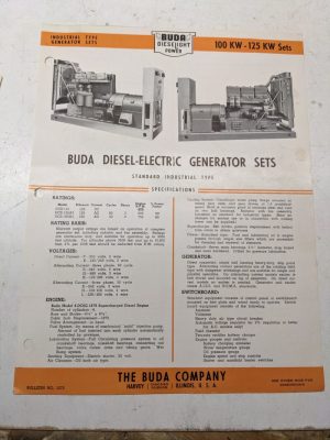 Buda Diesel Electric Generator Sets Specifications Sales Brochure 1948 100-125Kw